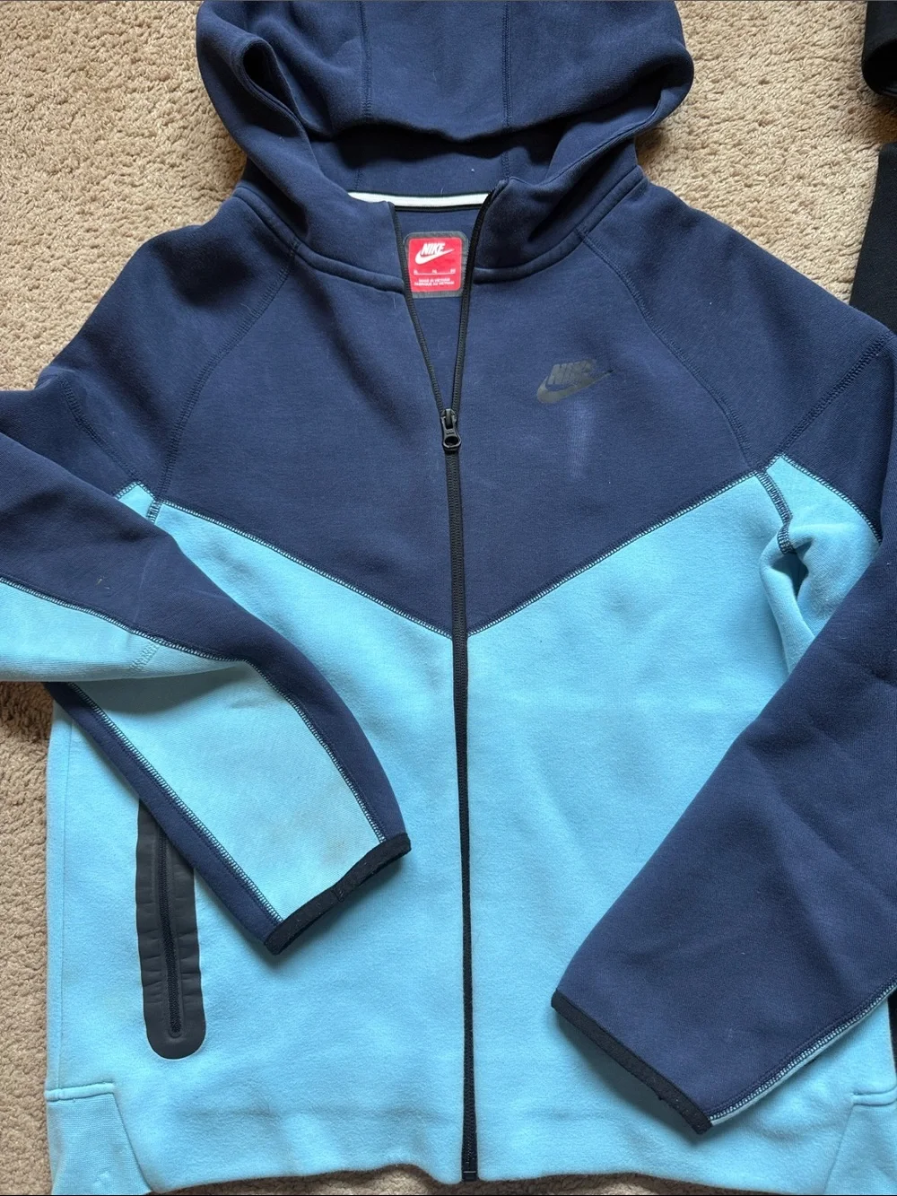 Nike Tec Kids' XL Hooded Zip Jackets - Navy, Light Blue & Black bundle